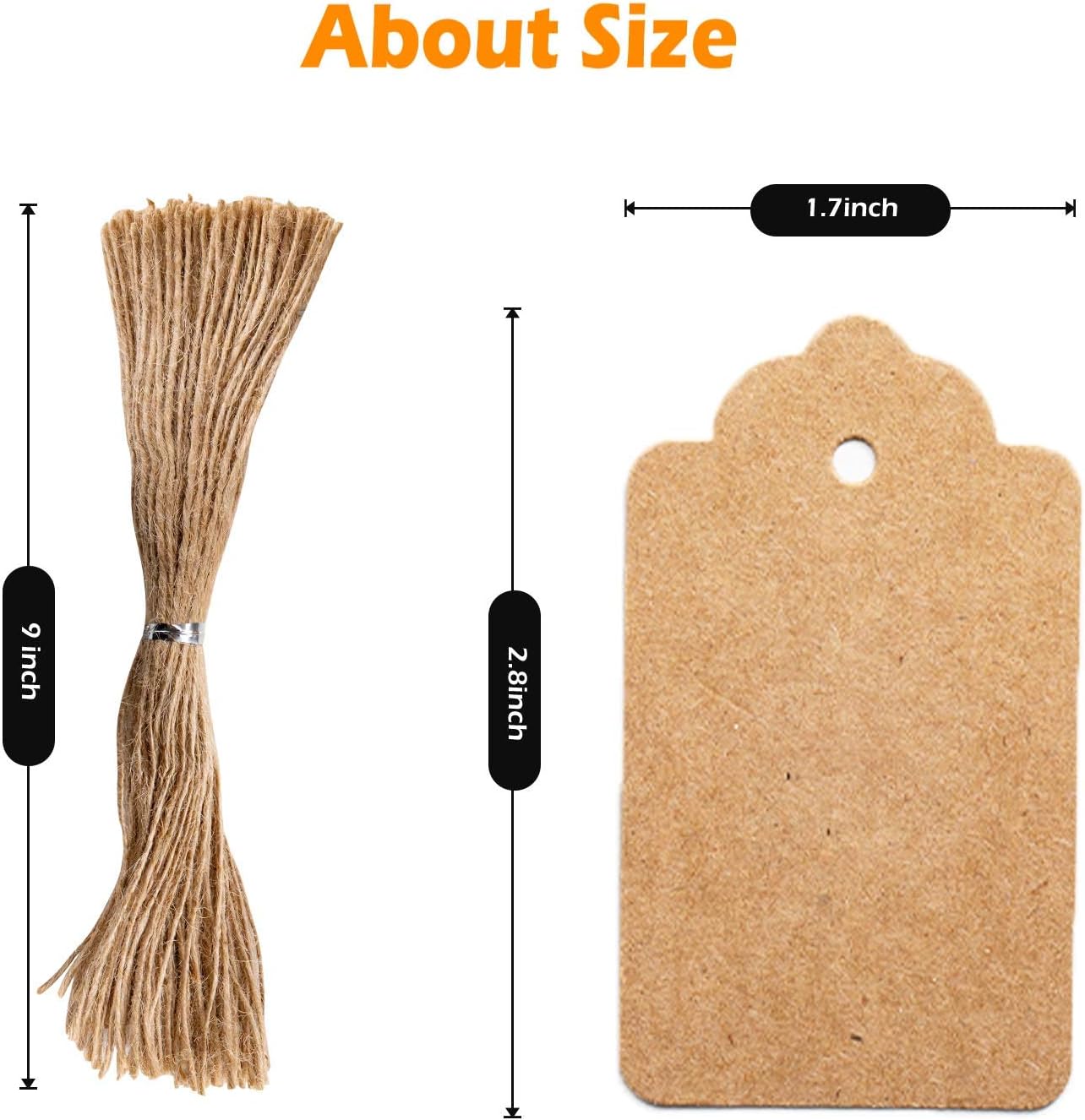 Primbeeks 200pcs Premium Gift Tags, Double-Sided Available Kraft Paper Price Tags with 200 Root Natural Jute Twine, Craft Tags Labels Treats Tags for Wedding Christmas Day Thanksgiving : Office Products