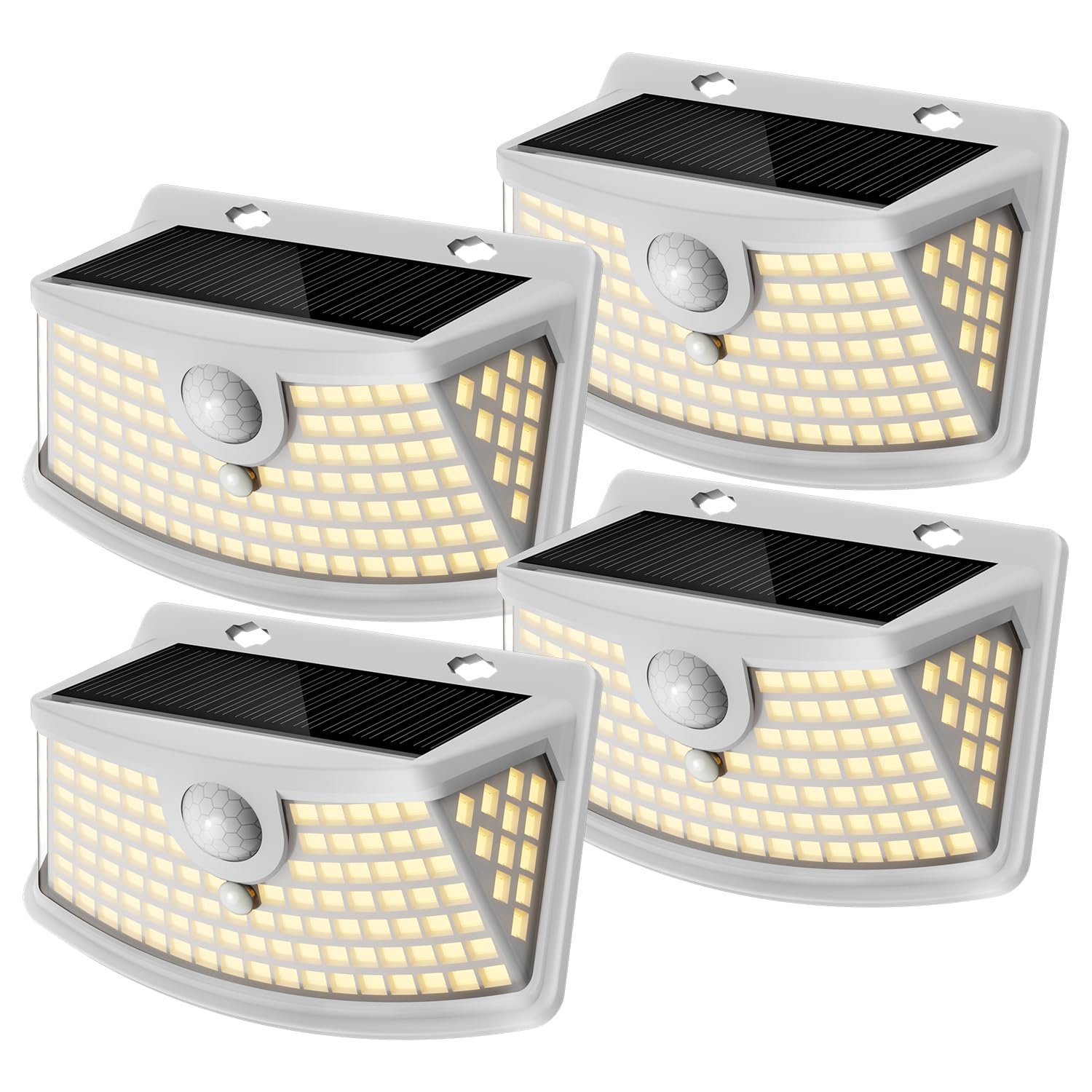 Aootek Solar Motion Sensor Lights Outdoor 120 LEDs, White, 4 Pack