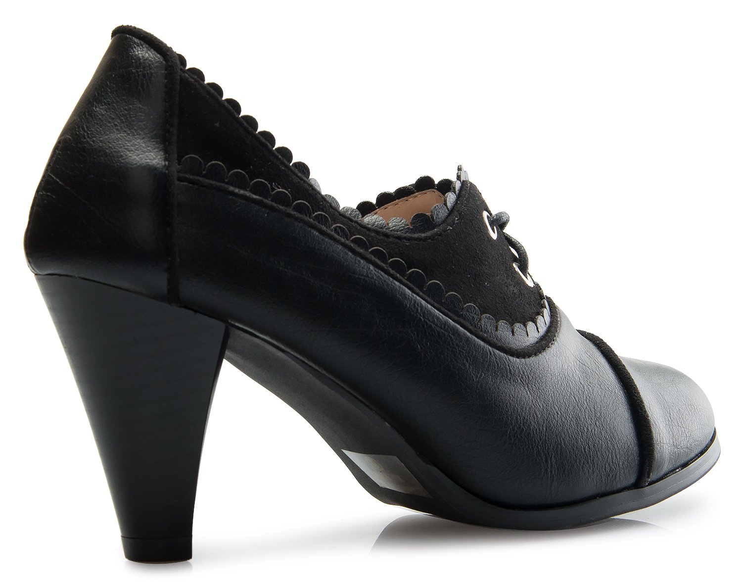 Olivia K Women's Leatherette Lace Up Oxford Chunky Heel Bootie - Image 7