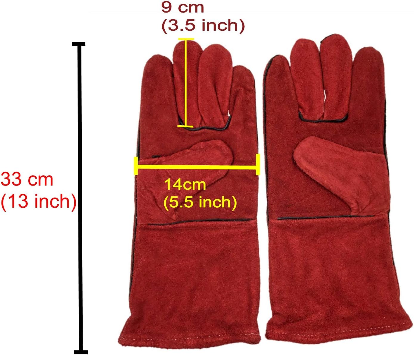 JZK Heavy duty large leather heat resistant heat proof lined welders gauntlets gloves for wood burner log burner BBQ gardening gloves for men - Image 4