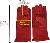 JZK Heavy Duty Leather Heat Resistant Welders Gauntlets 13in Palm 5.5in view 3