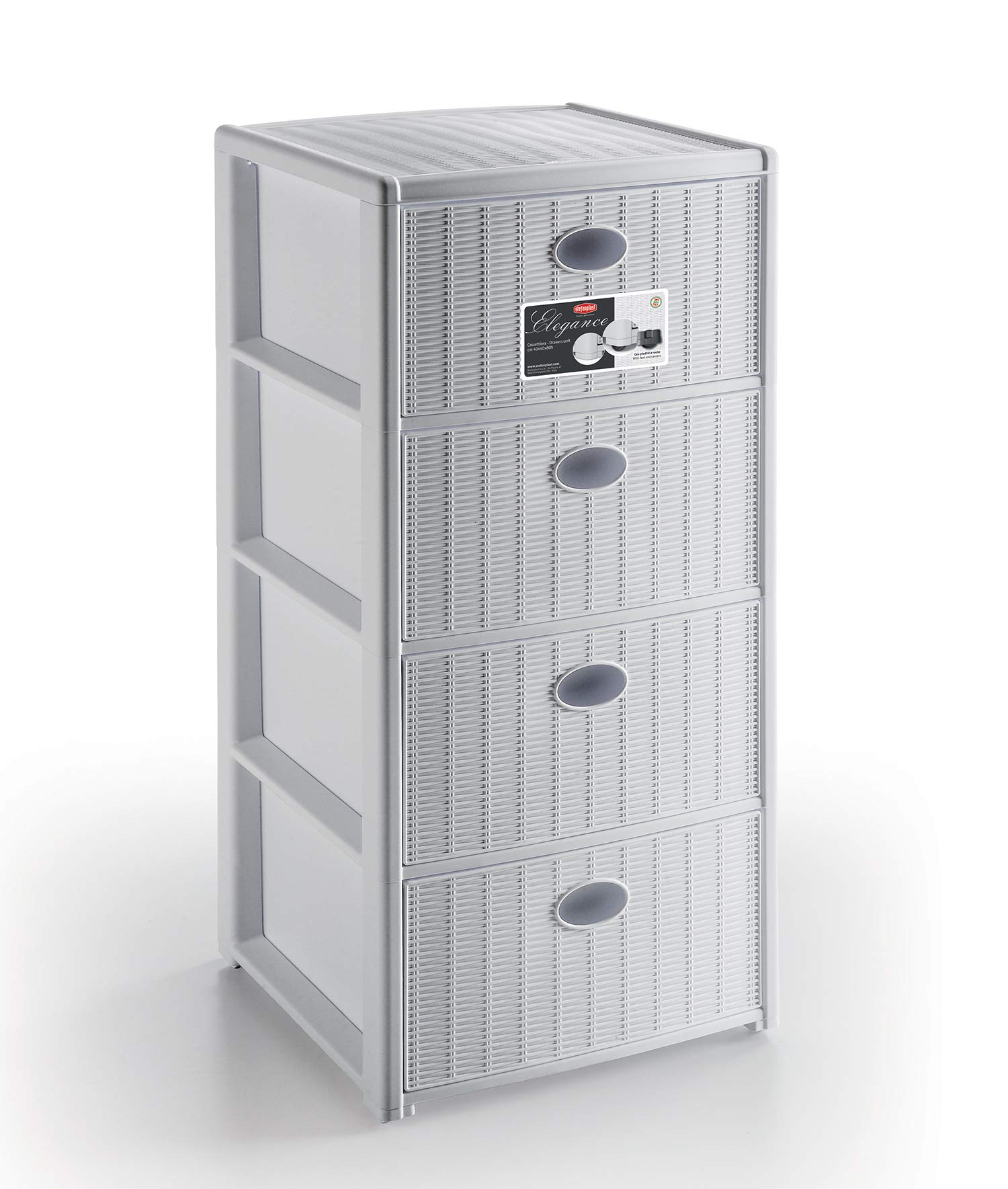 Stefanplast Elegance Drawers Unit, White, 40 x 40 x 80 cm