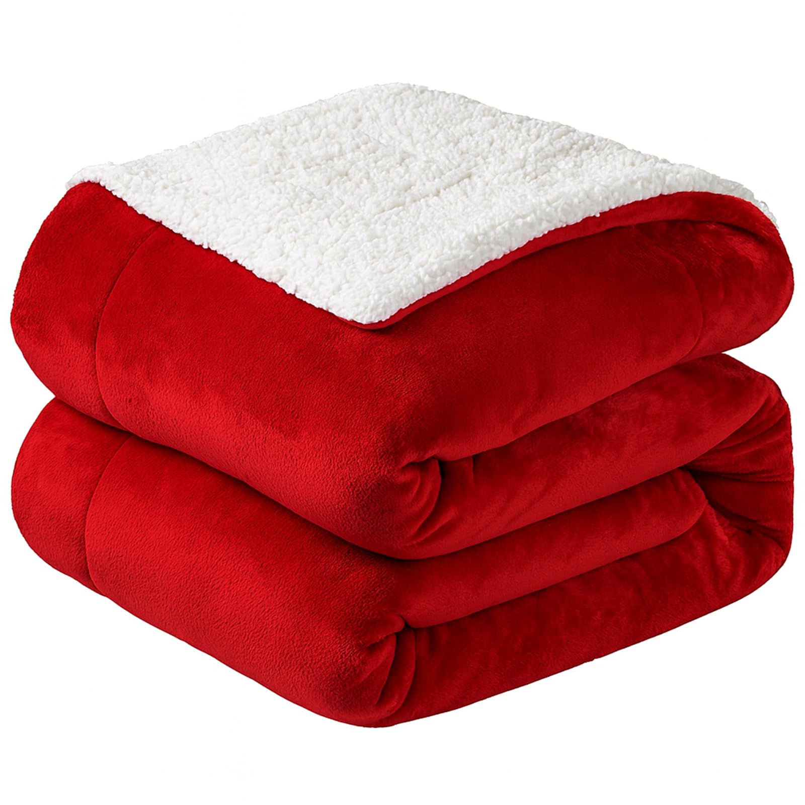 LSC Sherpa Fleece Blanket Bed Throws Blankets For Sofa and Bed Dual Sided Plush Fabric Thermal Fluffy Microfiber Solid Blankets Sherpa Fleece Blanket for Winter (Red, King - 200x240cm)