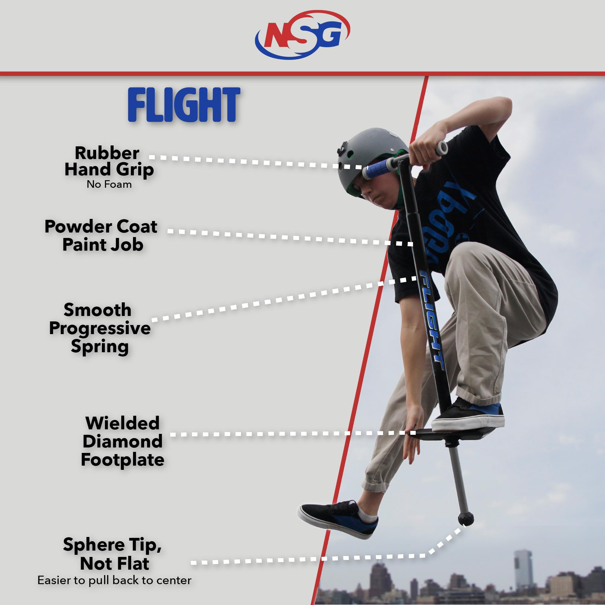 NSG Flight Premium Perfomance Pogo Stick - Ages 9 and Up - 80-180 Pounds