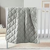 FLXXIE Down Alternative Toddler Comforter, Lightweight, Machine Washable and Warm Baby Crib Quilted Blanket for Stroller, Travel, 39x47 Inches, Somke Grey