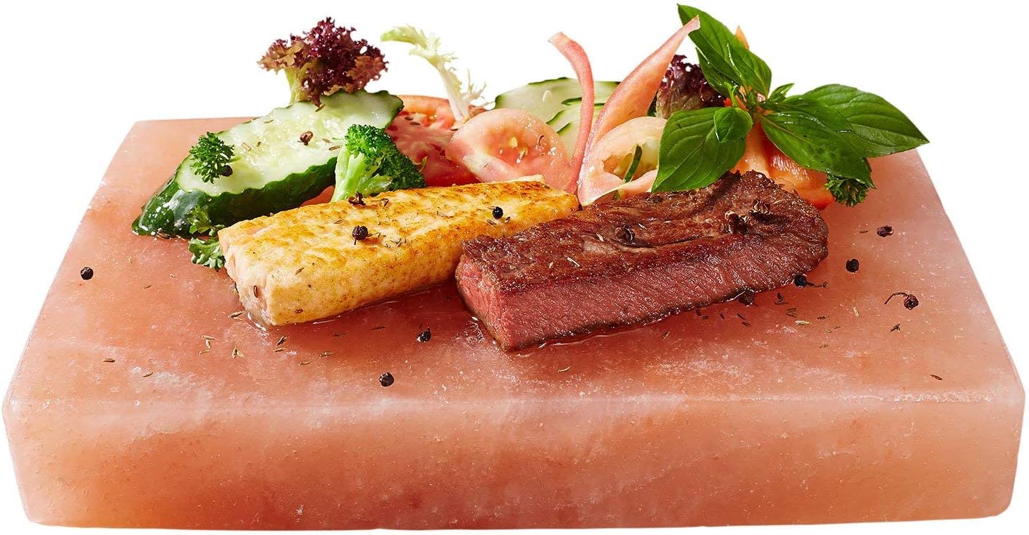 Himalayan Chef Himalayan Pink Salt Plate, Slab for Cooking 6 x 6 x 1 with Metal Holder