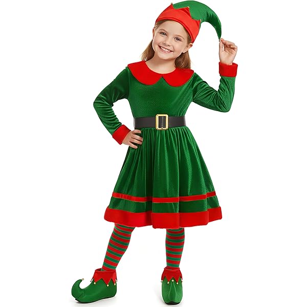 NAIQIALUO Disfraz De Elfo De Navidad, Traje De Elfo Festivo, Ropa