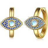 Evil Eye Earrings S925 Sterling Silver 14K Gold Plated Evil Eye Huggie Earrings for Women Evil Eye Jewelry Gift for Birthday