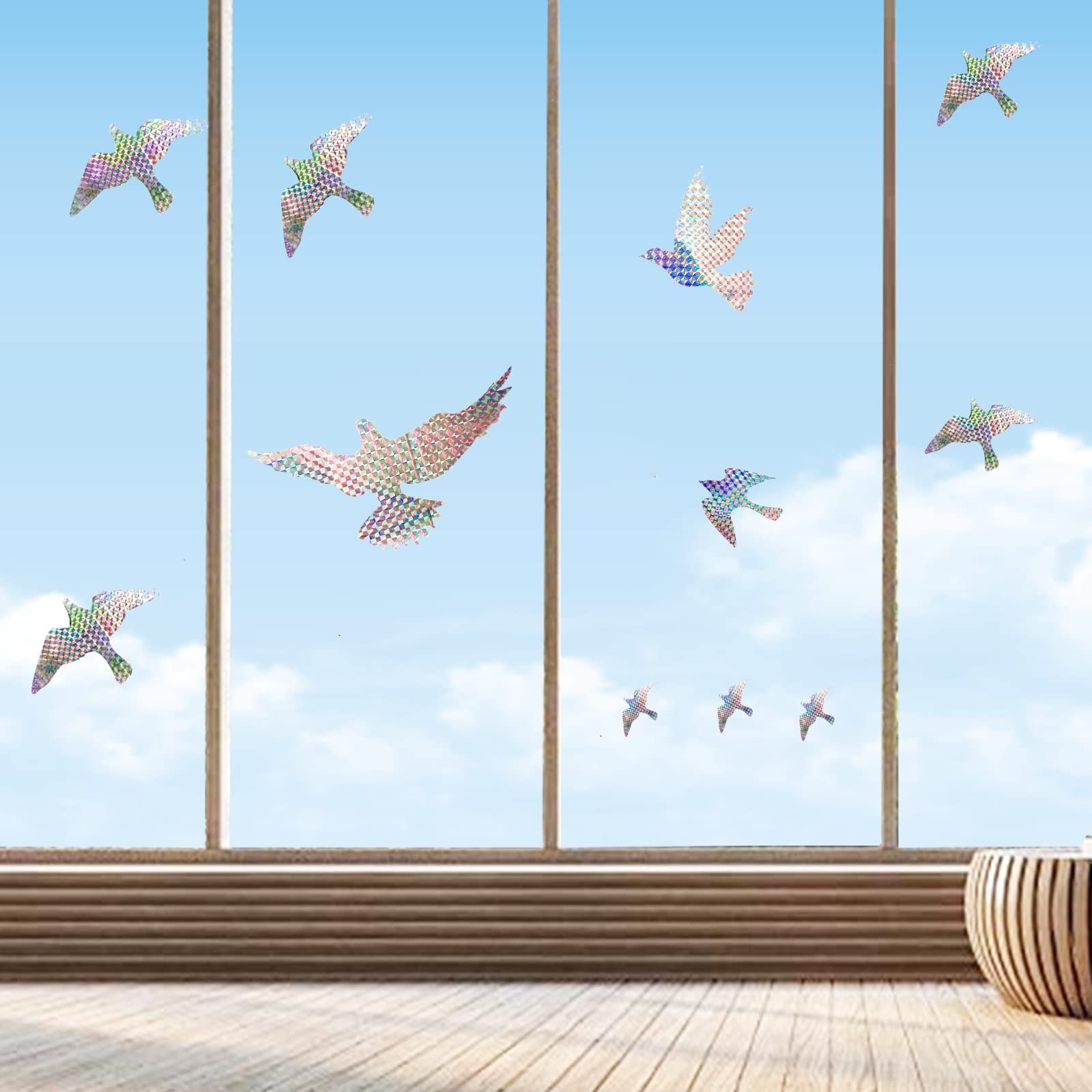 Anti-Collision Window Bird Stickers, Reflection Window Clings Decals for Bird Strikes, Save Birds and Glass Door Protection, 12 PCS