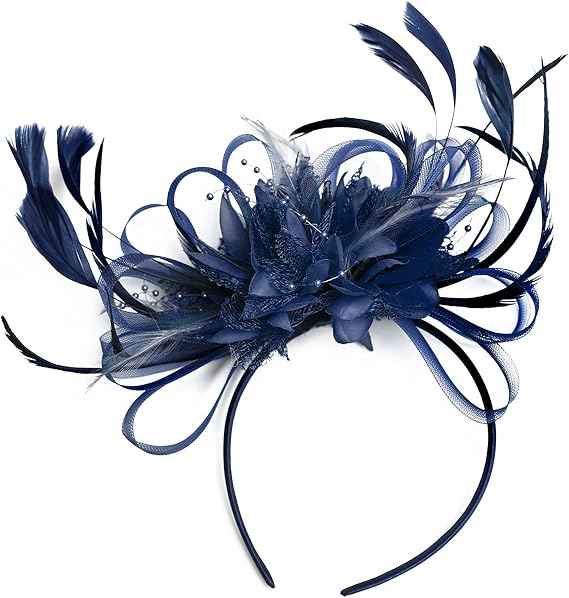 Fashion Wedding Races Navy Blue Net 