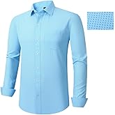 MFXQSJFS Mans Long Sleeve Button Down Shirt Wrinkle Free Dress Shirt Print Regular Fit Shirt for Man