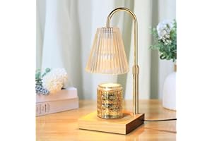AIFEI Candle Warmer Lamp with Timer, Electric Candle Lamp with 2 Bulbs Adjustable Height Dimmable Candle Lamp Warmer for Jar Candles Home Decor Gifts for Mom Christmas Mother's Day (Natural Wood 2)