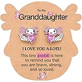 Eryuor I Love You A-LOTL - Cute Axolotl Stud Earrings Christmas Valentines Birthday Gifts for Granddaughter Niece