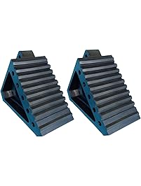 YM W4194 Solid Rubber Wheel Chock with Handle, 8-3/4" Length, 4" Width, 6" Height - Pack of 2