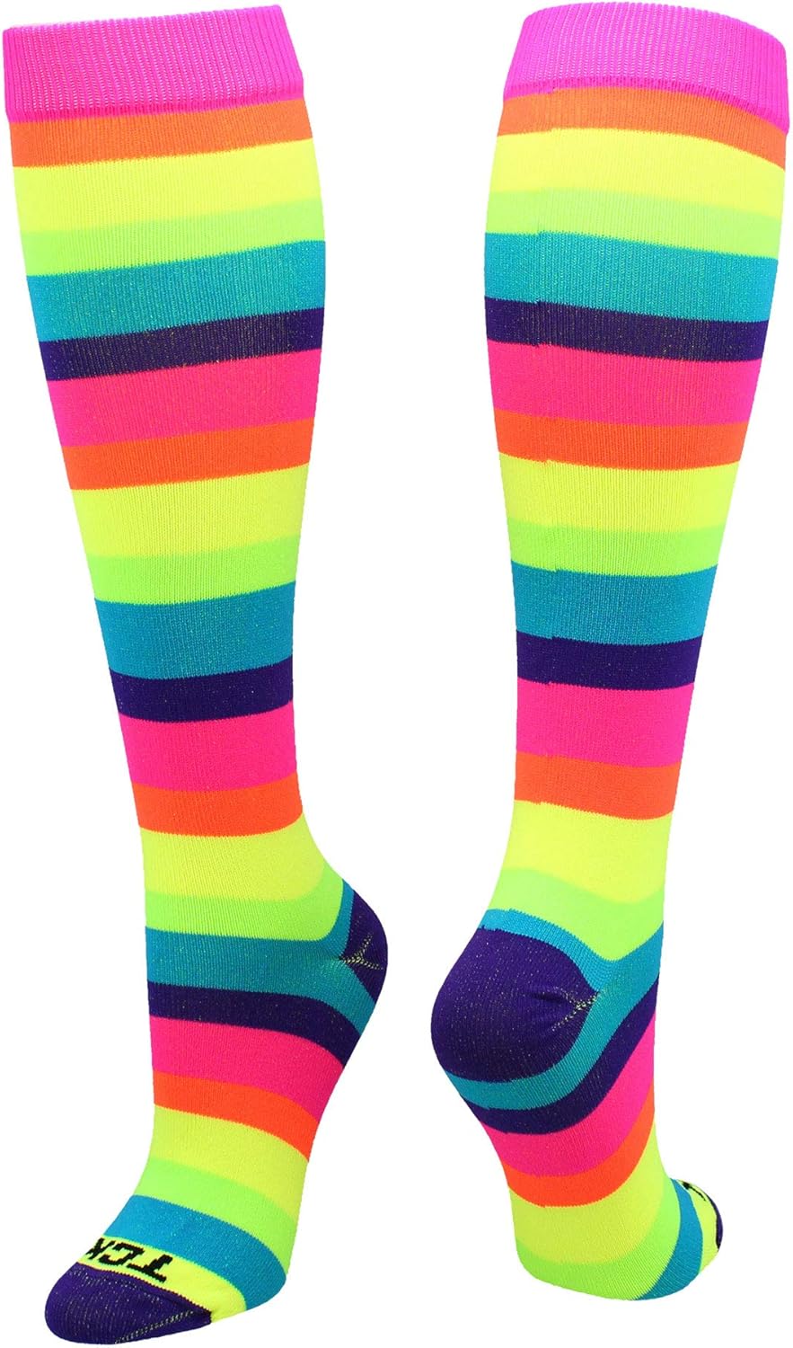 TCK Krazisox Rainbow Stripes Over The Calf Socks : Clothing