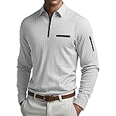 Men's Long Sleeve Polo Shirts Quarter Zip Up Pullover Slim Fit Casual Stylish Golf Shirt for Men Lightweight Tops with Pocket
