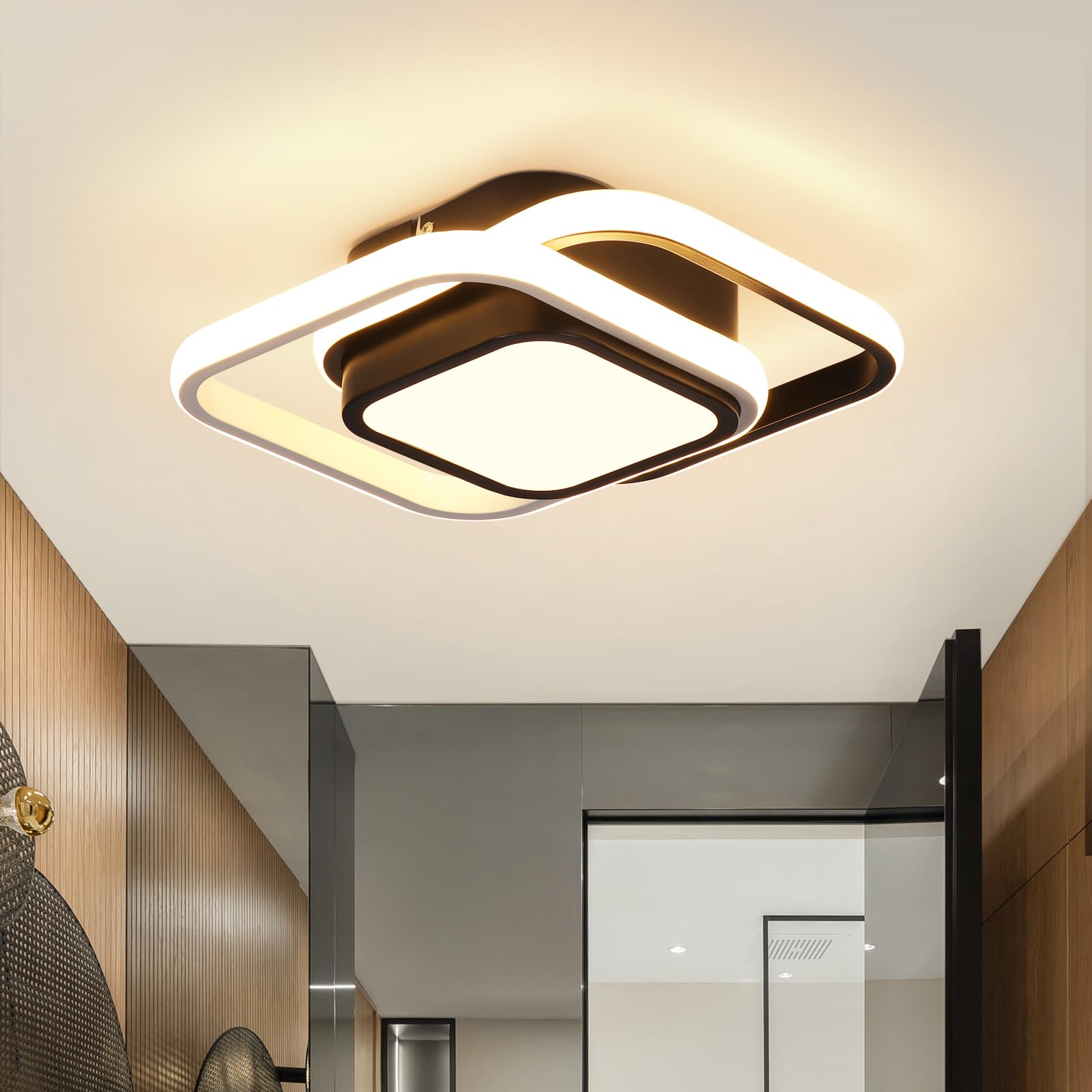 EIDISUNY Modern LED Ceiling Light - Elegant Squares, Nordic Fashion, Warm White, 21W for Hallway, Kitchen, Bedroom, Living Room