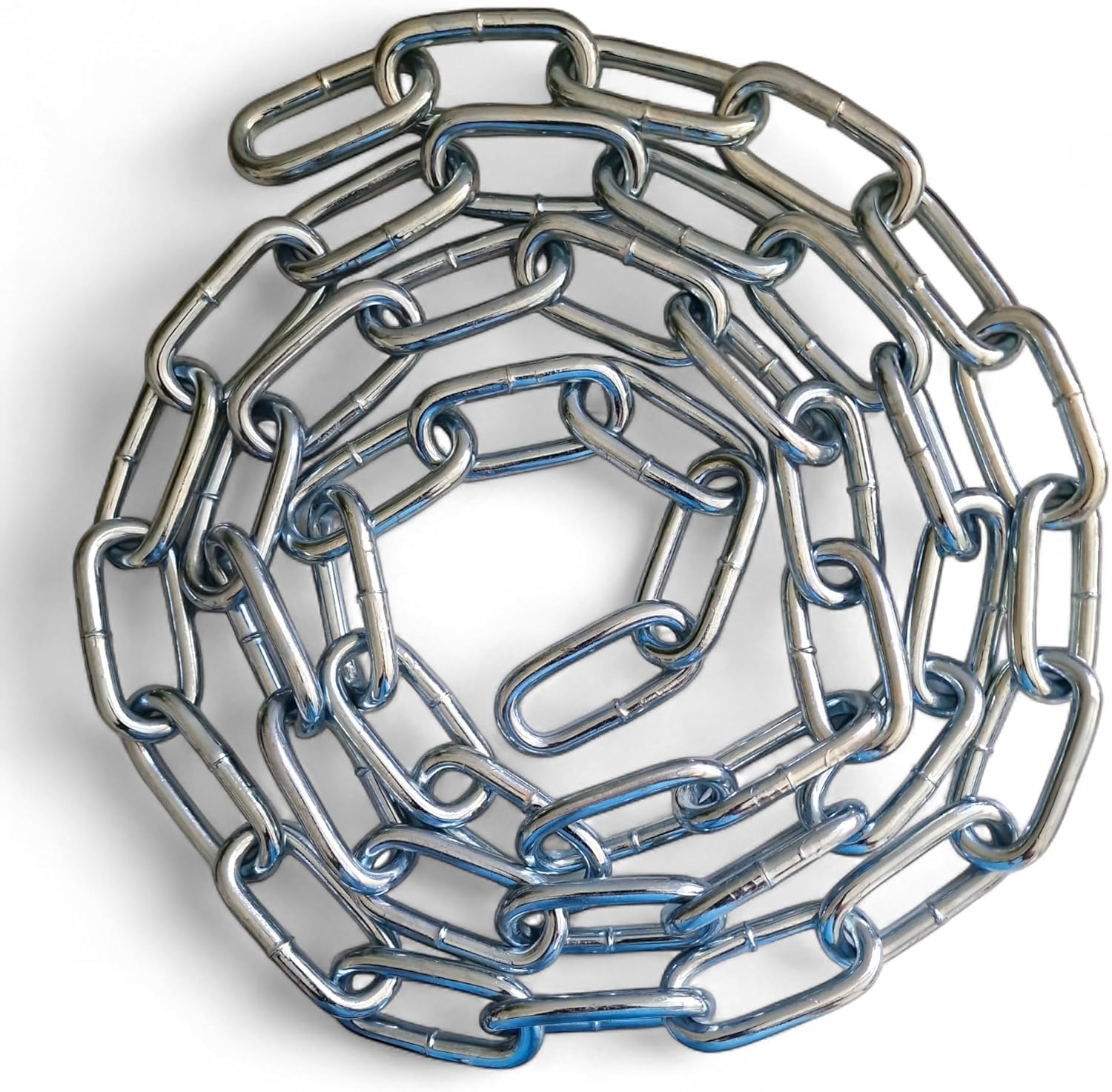 Heavy Duty Stainless Steel Rust Resistant Chain for Gate Security Extra Strong Galvanised Long Links Welded Metal Shiny Chrome Plated and Polished for DIY Fence Bike Out Door Swing (10MM, 1.5 Metre)