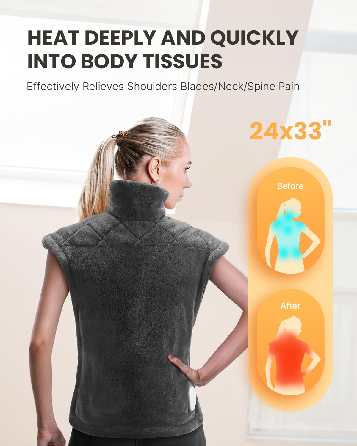 iDOO Heating Pad for Neck and Shoulders and Back for Pain Relief, Christmas Birthday Gifts for Women Men Elderly, FSA Eligible Items only List, Large 24