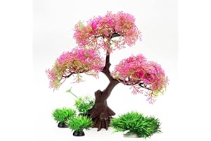 Smoothedo-Pets Aquarium Plants Fish Tank Decorations MediumSize/9.4inch Plastic Artificial Plant Goldfish Waterscape Fish Hid