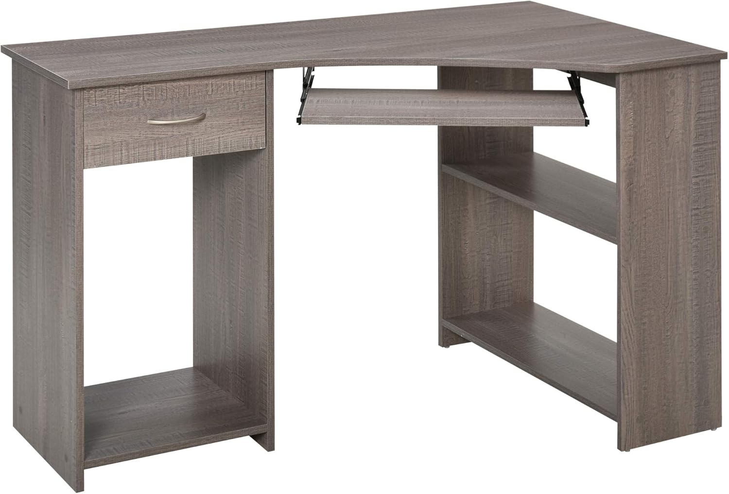 LShaped Corner Computer Desk w/ 2 Shelves Wide Worktop Keyboard