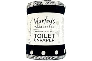 Marley's Monsters Toilet UNpaper - 24 count roll, Reusable Toilet Paper - Absorbent Bidet Cloth Wipes (Black and White)