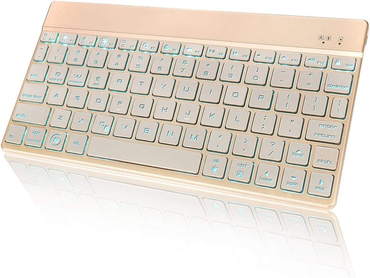 SENGBIRCH Compatible Wireless Backlit Keyboard iPad Air 2/1 - iPad Pro - iPad Mini 4/3/2/1 - iPad 4/3/ 2 - iPhone 6/6S and Other Wireless Connect Devices - iPad Wireless Charging Keyboard,(Gold)