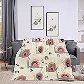 Throw Blanket 40x50 Inch,Cute Funny Rainbow Snails in Abstract Scandinavian Style Cozy Soft Lightweight Fuzzy Flannel Blanket 50x40 Inch Suitable for Couch Bed Sofa Living Room in All Seasons