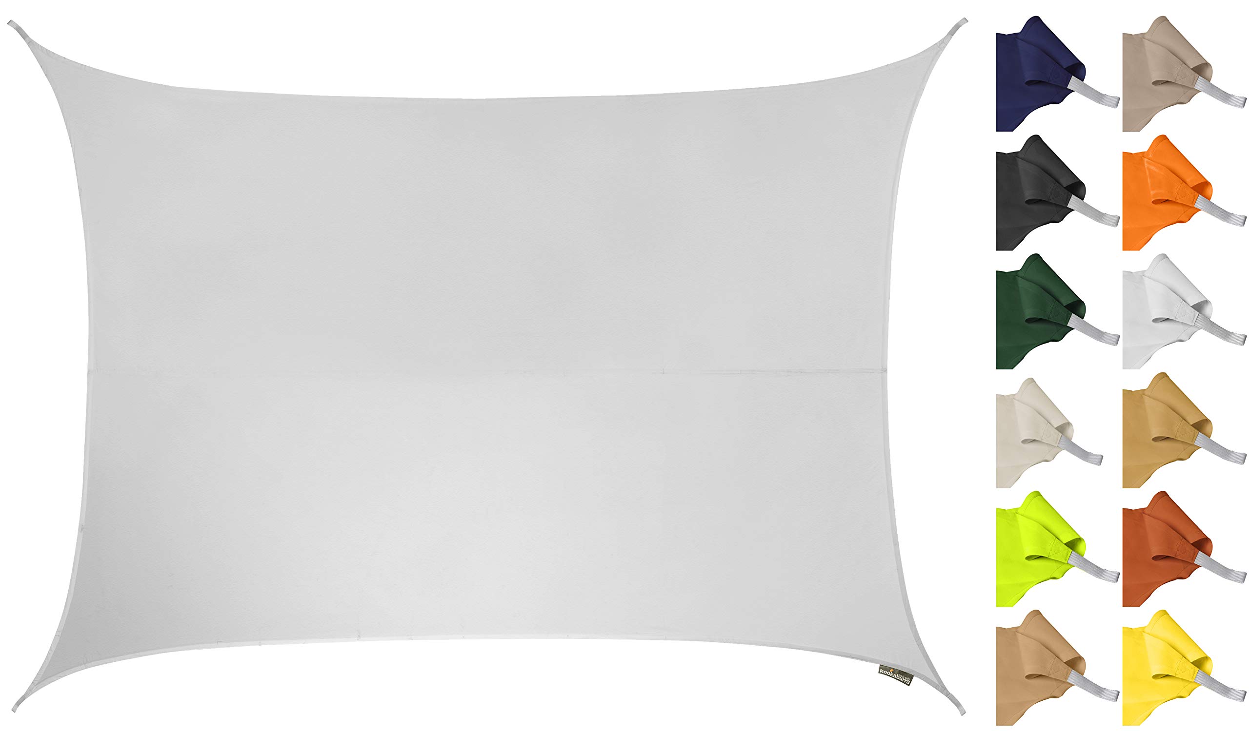 Kookaburra 3m x 2m Rectangle Water Resistant Garden Patio Sun Shade Sail Canopy 96.5% UV Block with Free Rope (Polar White)