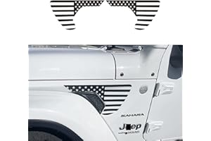Zxiaochun Side Fender Vent American Flag Decals Precut USA Flag Vinyl Sticker for Jeep Wrangler JL JLU 2018-2022 2023 2024 2025 and Gladiator JT 2020 2021 2022 2023 2024 2025 Accessories(Matte Black)