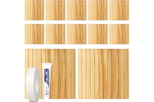 Aboofx Real Wood Wall Panels, 12 PCS Wood Panels for Wall Water-Resistance Wooden Slat 11.8" x 11.8", Bendable 3D Wall Panels for Interior Wall Decor Peel and Stick Wallpaper (Pine Wood)