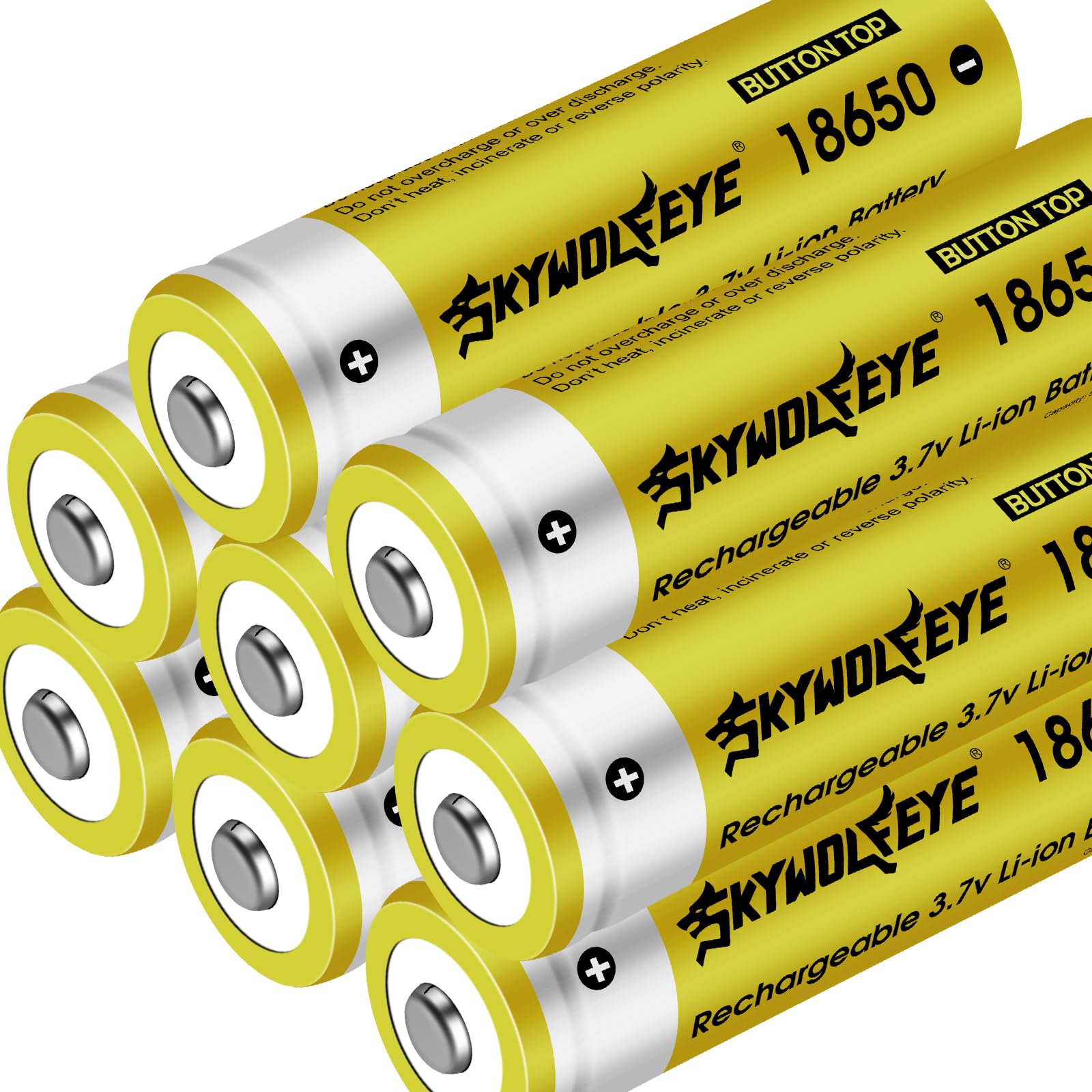 8 Pack 18650 Rechargeable Battery 3.7V 5000mAh Button top Li-ion Batteries for Flashlights, Headlamps