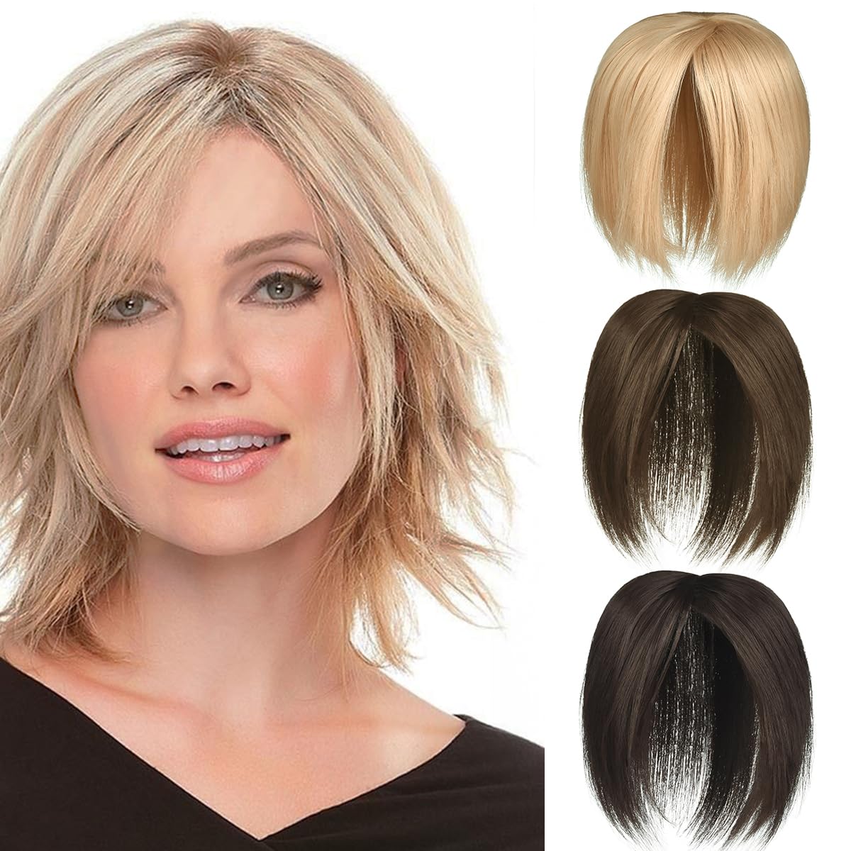 Yamel Hair Toppers for Women 3 Clips in Hair Pieces Topper Straight Honey Blonde 8 Inches Short Synthetic Wiglets Hairpieces for Thinning Hair — image 1