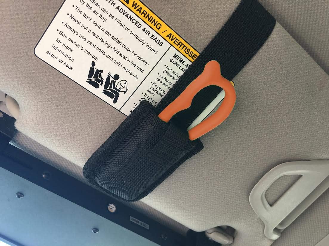 StatGear SuperVizor XT Auto Emergency Rescue Escape Tool - Seatbelt Cutter & Window Glass Breaker Hammer Survival - Mounts Right to Your Sun-Visor! Pack of 2: Automotive