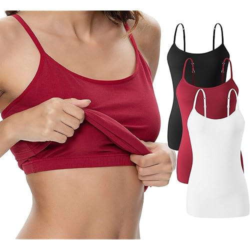 Vislivin Womens Cotton Camisole Adjustable Strap Tank Tops with Shelf Bra Stretch Undershirts