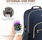 LOVEVOOK Laptop Backpack 15.6 Inch Women USB Charging Navy Blue view 4
