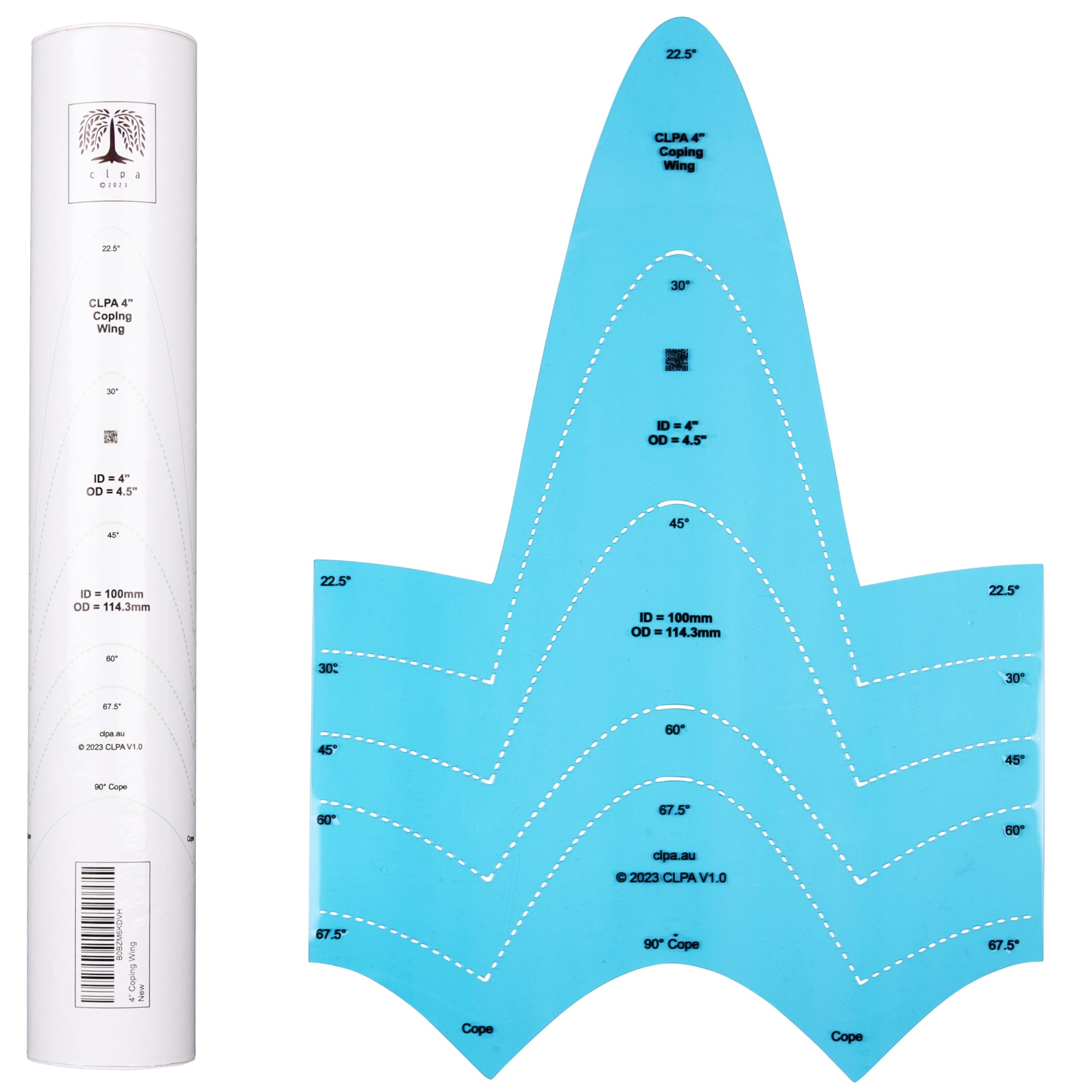 CLPA 4" ID Coping Wing — Pipe Saddle Template and Notcher | 22.5°–90° | Pipe Notcher Tool for Pipefitters and Welders | Made in Australia