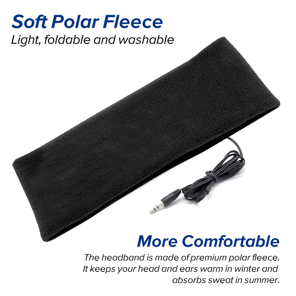 Sleep Mask Headphones Headset Sleep Headphones Muffler Noise Reduction Anti-Snoring Sleeping Headphones Multipurpose for Eye Masks and Headbands by CLAN-X (Black) (BLACK)