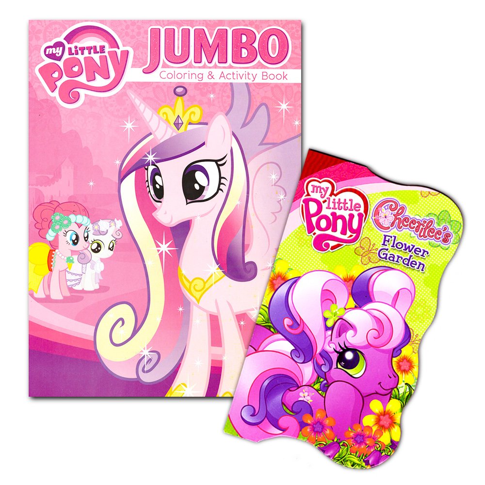 My Little Pony Book Set Toddlers Kids -- 2 Books (1 Deluxe Board Book, 1 Jumbo Coloring Book -- Featuring Twilight Sparkle, Rainbow Dash, Pinkie Pie and More!)