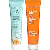 Pacifica Face Wash Duo – Glow Baby Vitamin C Brightening Cleanser + Sea Foam Gentle Cleanser, Daily Exfoliating Face Wash Set
