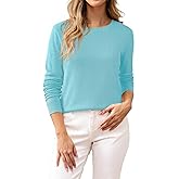 BAMBOO ISLAND Women's 100% Cotton Sweaters Long Sleeve Lightweight Knit Solid Soft Pullover Tops
