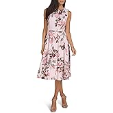 Calvin Klein Women's Sleeveless Round Neck Knee Length Crepe A-Line Dress