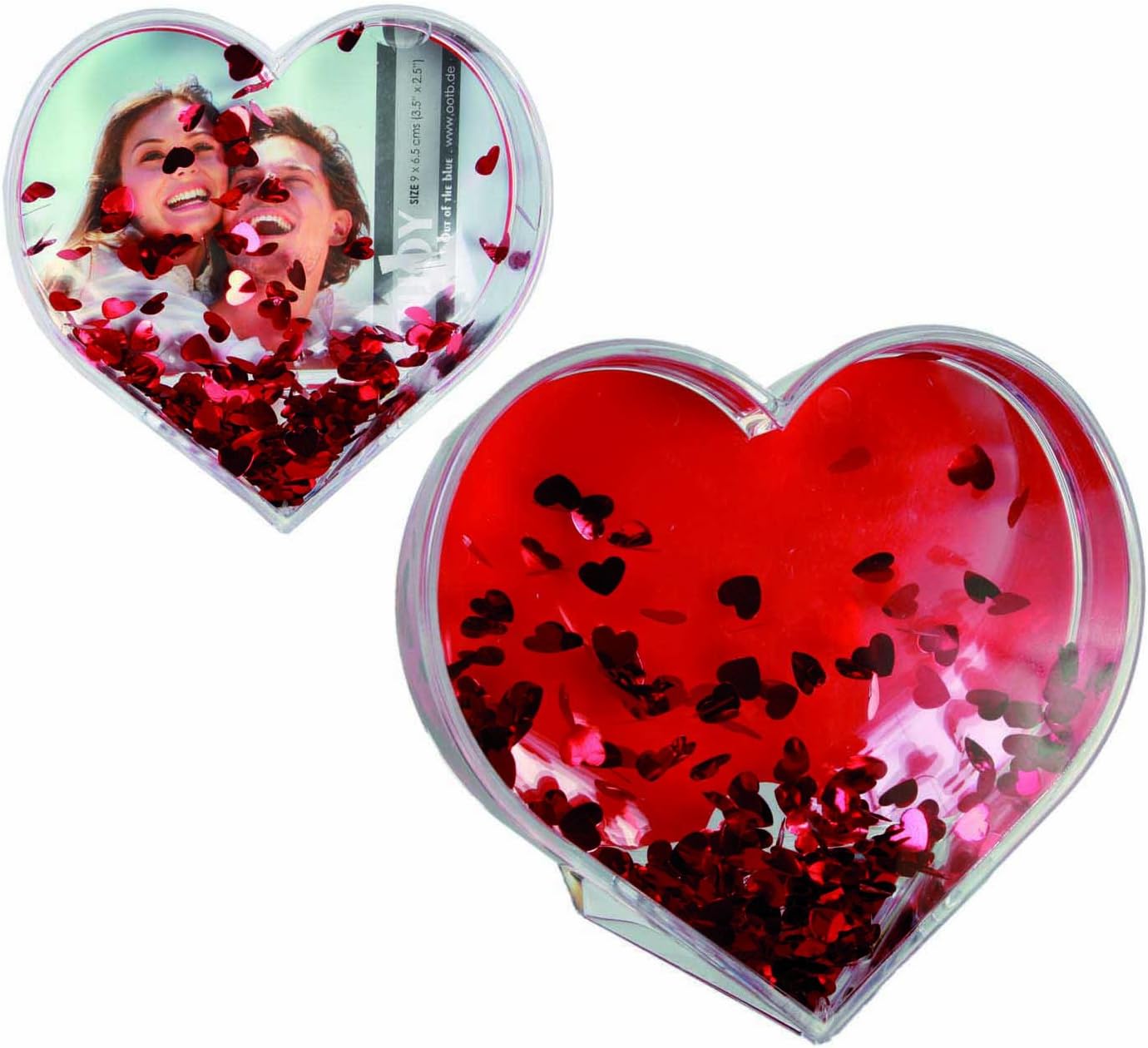 Heart Shaped Picture Frame Snow Globe With Red Heart Flakes Amazon.co