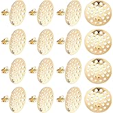DICOSMETIC 20Pcs Stainless Steel Stud Earring Findings Blank Earring Posts with 0.8mm Pin and 1.5mm Loop Hole Golden Color Sieve Base and Earrings Backs for Jewelry Earrings Making
