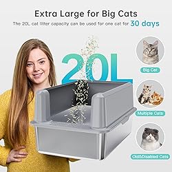 WoofiGo Enclosed Stainless Steel Cat Litter Box