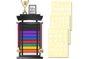 JuxYes 10 Belts Karate Belt Display Rack with Medal Hanger and Stickers, Martial Arts Belt Display Holder Taekwondo Belt Disp