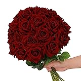 Floweroyal 12pcs Artificial Roses Velvet Flowers