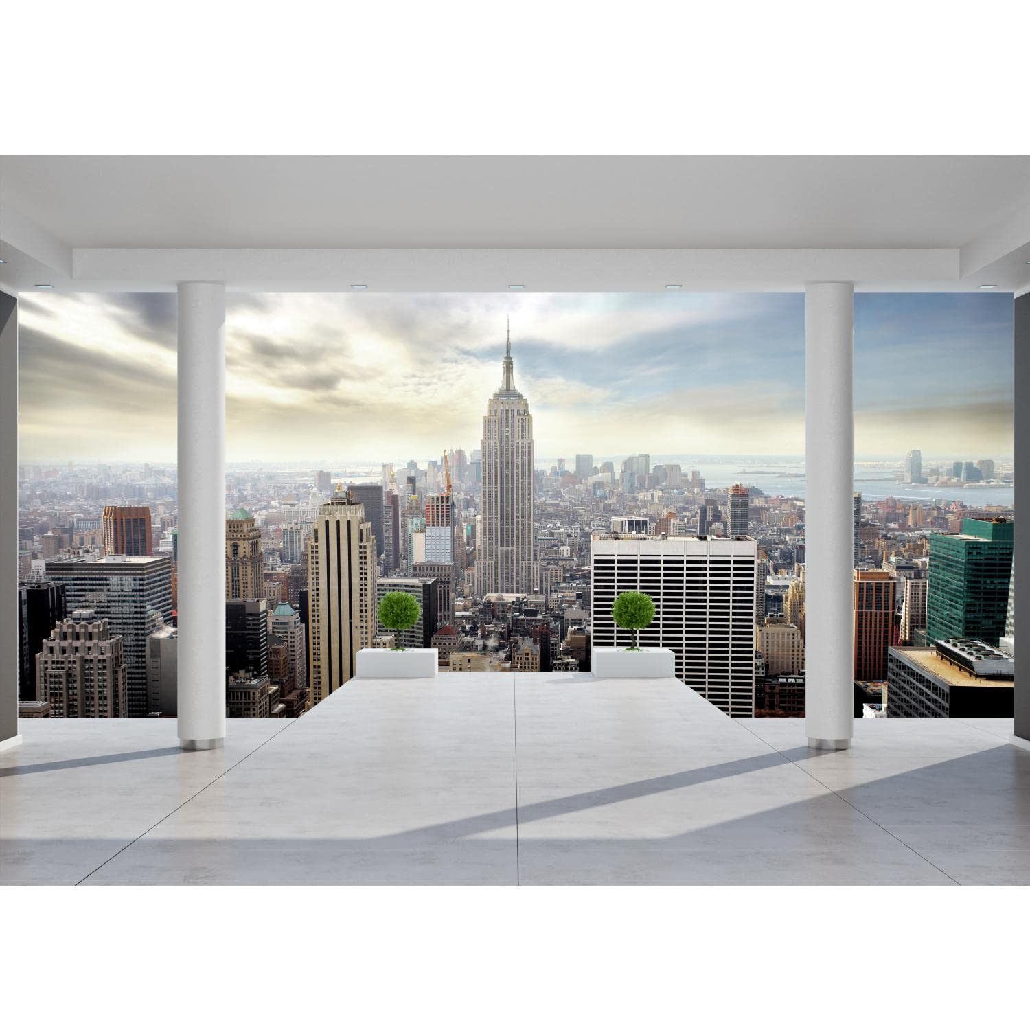 Runa Art Wallpaper 396 x 280 cm New York Balcony Non-Woven Decoration Print Wall Mural Living Room - Made in Germany - Blue 9204012a