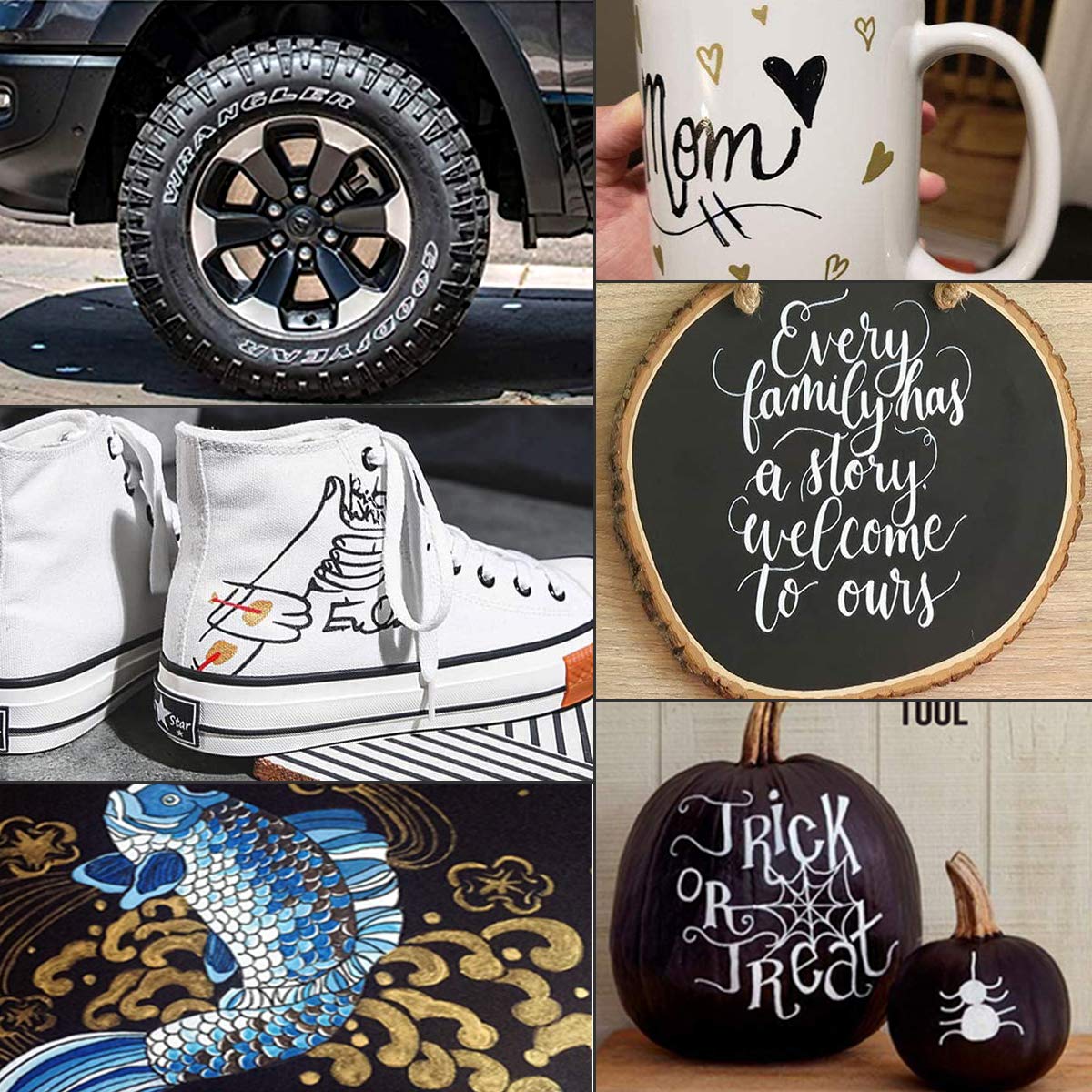 isightguard Acrylic Paint Pens,6 Pack Black White Paint Markers, Paint Pens for Rock Painting Stone Ceramic Glass Wood Plastic Glass Metal Canvas,Drawing, Water-Based Acrylic Paint Sets (Gold+Silver)