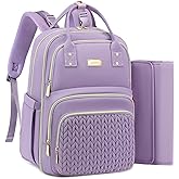 Diaper Bag Backpack - Large Multi functional, Boys, Girls & Baby Travel Essentials Tote with Changing Pad, Insulated Pockets, Stroller Straps, Waterproof - Baby Backpack for Mom & Maternity (Purple)